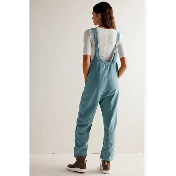 We The Free Oversized Jude Denim Overalls Olive Green Size XS - Picture 2 of 9